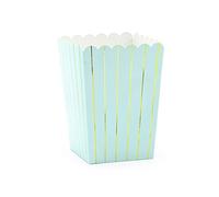 PartyDeco- Conf.6 Scatoline per Pop Corn Celesti con Strisce Oro, Colore, POP5-001J
