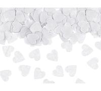 PartyDeco Coriandoli a forma di cuore, 1,6 x 1,6 cm, 15 g, decorazione da tavolo per matrimonio, romantica, coriandoli da tavolo, colore bianco