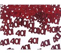 PartyDeco, Coriandoli da Tavola Numero 40, per Anniversari, Compleanni, Matrimoni, Rosso