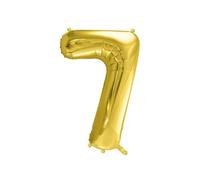 PartyDeco FB230S-7-019J Palloncino in alluminio con numero 7 oro chiaro da 72 cm