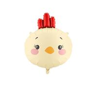 PartyDeco® FB376 - Palloncino in pellicola a forma di pulcino, 51 x 59 cm, per aria o elio, per Pasqua, compleanno, feste in fattoria, decorazione pasquale, colore giallo e rosso, 1 pezzo