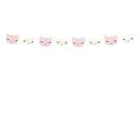 PartyDeco- Festone Sagomato Gattini Rosa e Bianchi 140 cm, Colore, gl11