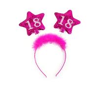 PartyDeco OP18-KARTON - Cerchietto Compleanno 18 Anni con Piume e Stelle per Ragazza