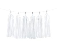 PartyDeco- Ghirlanda a Nappa Bianca Grande per Decorazione Feste Compleanno, Lunghezza 1,5 Metri, Colore, TG1-008