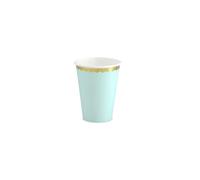 PartyDeco KPP16-103-EU1 - Bicchieri in carta - Verde chiaro con bordo dorato - 220 ml - 6 pezzi