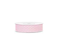 PartyDeco Nastro Grosgrain Rosa con Strisce Bianche 18 mm x 10 Metri