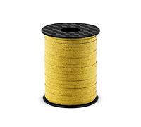 PartyDeco Nastrino Chiudi Pacco Regalo, Oro Glitterato, 5 Mm X 225 M, unità