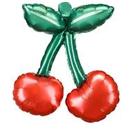 Palloncini in pellicola, motivo ciliegie, set da 3 pezzi, rosso e verde, 28 x 31 cm, riempimento d'aria, decorazione per feste
