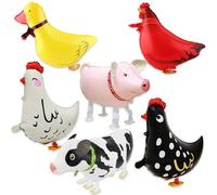 PartyDeco Palloncino a forma di gallo,6PCS Palloncini da fattoria con animali da fattoria,Palloncini Per Animali Da Passeggio, Per La Festa Di Compleanno Decorazione e Regalo Per Bambini
