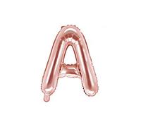 PartyDeco Palloncino a forma di lettera "A" in oro rosato, per compleanno, matrimonio, anniversario, in pellicola, con lettera "A", in oro rosa, dimensioni circa 35 cm, per fidanzamento, festa di Capodanno, decorazione per compleanno