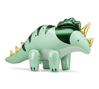 PartyDeco Palloncino a forma di triceratopo, 101 x 60,5 cm, grande dinosauro verde, per feste di compleanno per bambini, decorazione a tema animale, divertente, resistente, facile da gonfiare con