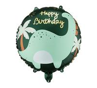 PartyDeco - Palloncino di compleanno a forma di dinosauro, 45,7 cm, con scritta "Happy Birthday", per feste per bambini, con elio o aria