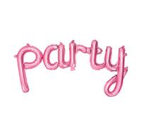 PartyDeco Palloncino Foil Mylar Sagomato Scritta Party Rosa, 80 x 40 cm