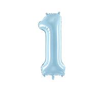 PartyDeco Palloncino in alluminio numero 1" in blu chiaro 86 cm