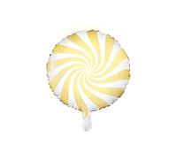 PartyDeco- Palloncino in Mylar Tondo 45 cm a Forma Lecca Bianco e Giallo, Colore, FB20P-084J
