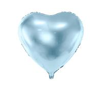 PartyDeco Palloncino Mylar Foil a Forma di Cuore Azzurro Metallizzato Ø 45 cm