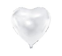 PartyDeco Palloncino Mylar Foil a Forma di Cuore Bianco Metallizzato Ø 45 cm
