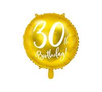 PartyDeco- Palloncino Mylar Foil Oro per 30° Compleanno Ø 45 cm, Colore, FB24M-30-019