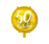 PartyDeco- Palloncino Mylar Foil Oro per 50° Compleanno Ø 45 cm, Colore, FB24M-50-019