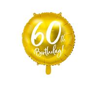 PartyDeco- Palloncino Mylar Foil Oro per 60° Compleanno Ø 45 cm, Colore, FB24M-60-019