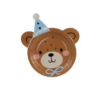 PartyDeco Piatti di carta a forma di orso, 6 pezzi, 21 x 23 cm