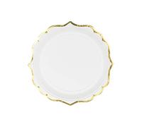 PartyDeco Piatti di carta con bordo dorato, 18,5 cm, set da 6 piatti usa e getta, per feste di compleanno, matrimonio, battesimo