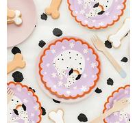 PartyDeco Piatti di carta dalmata rosa per compleanno, Piatti a pois, confezione da 6 (18 cm)