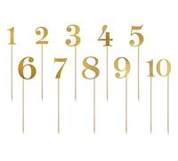 PartyDeco Picks 10 Numeri Oro per Tavole Decorazioni Segnaposti Matrimonio Topper Torta
