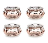 partydeco. Pl Vintage Portacandele in vetro effetto rustico chic 4 pezzi (oro rosato, 3 cm)