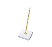 PartyDeco Portapenne bianco con penna dorata per iscrizioni - Libro degli ospiti - Saluti - Elegante penna