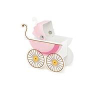 PartyDeco PUDP4-R-KARTON - Set 10 Scatoline Bomboniere Segnaposto a Forma di Carrozzina