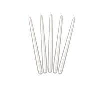 PartyDeco SKMAT-070M - Candele lunghe da tavolo, affusolate verso l’alto, 24 cm, 10 pezzi, colore bianco lucido