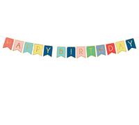 PartyDeco- Striscione Festone di Bandierine Colorate con Scritta Happy Birthday Oro 175 cm, Colore, grl56