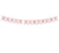 PartyDeco- Striscione Festone di Bandierine Rosa con Scritta Happy Birthday Oro 175 cm, Colore, GRL57-081J