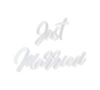 PartyDeco Toppe termoadesive da applicare con il ferro da stiro, 30 x 18 cm, Just Married - Toppe termoadesive per adulti - Toppe termoadesive e termoadesive grandi - bianco