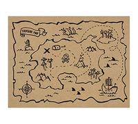 PartyDeco, Tovaglietta Confezione da 30, Carta Americana con Mappa Tesoro Pirati, 40 x 30 cm