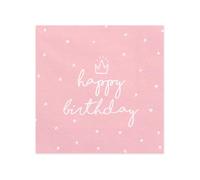 PartyDeco Tovaglioli Happy Birthday rosa, 33 x 33 cm, 20 pezzi.