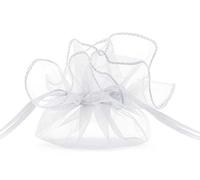 PartyDeco WRG6-008-KARTON - Set 20 Sacchetti Organza per Bomboniere, Bianco
