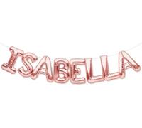 PartyForever ISABELLA - Banner a palloncino, grande, in lamina di oro, con lettere e nome per donne e ragazze, decorazioni per feste di compleanno e accessori per matrimoni per lei