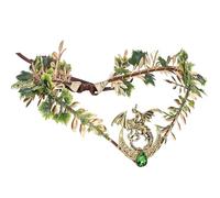 PartyforU Corona di fiori da elfo del bosco per cosplay, copricapo da fata floreale con drago e luna per costume rinascimentale da donna