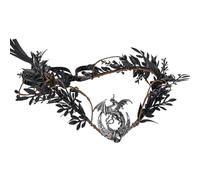 PartyforU Corona di fiori gotica per cosplay da donna rinascimentale, elfo scuro, fascia floreale con drago luna, accessori per adulti