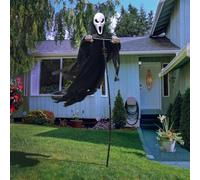 PartyGears Decorazioni per esterni con fantasma spaventapasseri di Halloween, 2,1 m, ruotabile, fantasma della morte volante, decorazione per la casa per giardino, veranda, cortile