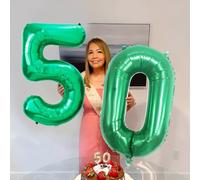 Partyhausy Palloncini con Numeri 50, Palloncini Verdi 50 per Decorazioni per Feste di Compleanno, Palloncini Giganti con Numeri in Foil di Elio da 40 Pollici per Donne Uomini Decorazioni per Feste di