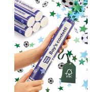 Partyjoker 5 Cannoni Spara-Confetti Compleanno Bambini Biodegradabile - Stelle Blu e Confetti Calcio - Carta Certificata FSC® - Per Feste di Bambini ed Eventi Sportivi