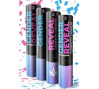 Partyjoker Cannone Spara Coriandoli per Gender Reveal - 2 Rosa e 2 Azzurro - Coriandoli Biodegradabili FSC® - Facile e Sicuro da Usare