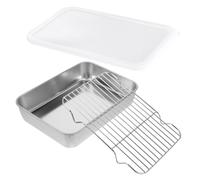 PartyKindom 1 Set Preparazione del Piatto da Cucina Grates Padella Maglia Campeggio Grigliare Vassoio della griglia bistecchiera per Barbecue Piastra per Barbecue Acciaio Inossidabile