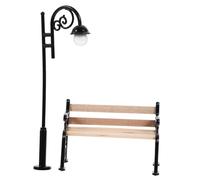 PartyKindom 1 Set Set di panchine del parco Carino Bambola mini decoro lampione arredamento per bambole in miniatura mini lampione lampioni in miniatura Light di strada in miniatura Di legno