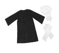 PartyKindom 1 Set set parrucca uniforme da avvocato Costume per ragazzo costume da giudice per tuta cerimonia costume parrucche da ruolo di Halloween parrucche per i giudici