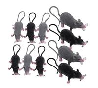 PartyKindom 10pezzi Giocattolo Scherzoso Realistico in Plastica Decorazione Per Halloween Grigio Medio e Nero Figure Ratti Finti Per Scherzi e Oggetti