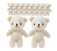PartyKindom 15 Pezzi bambola dell'orso dei cartoni animati Keychain cartone animato orsi ripieni minuscolo per pendenti con orsetti nello zaino ciondolo portachiavi in peluche stoffa bianca